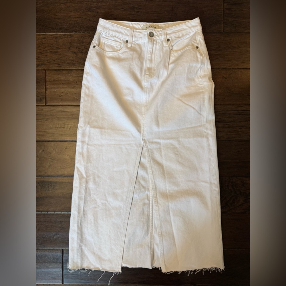HIDDEN Peyton WHITE FRONT SLIT MIDI SKIRT - Women’s Large - Picture 4 of 14